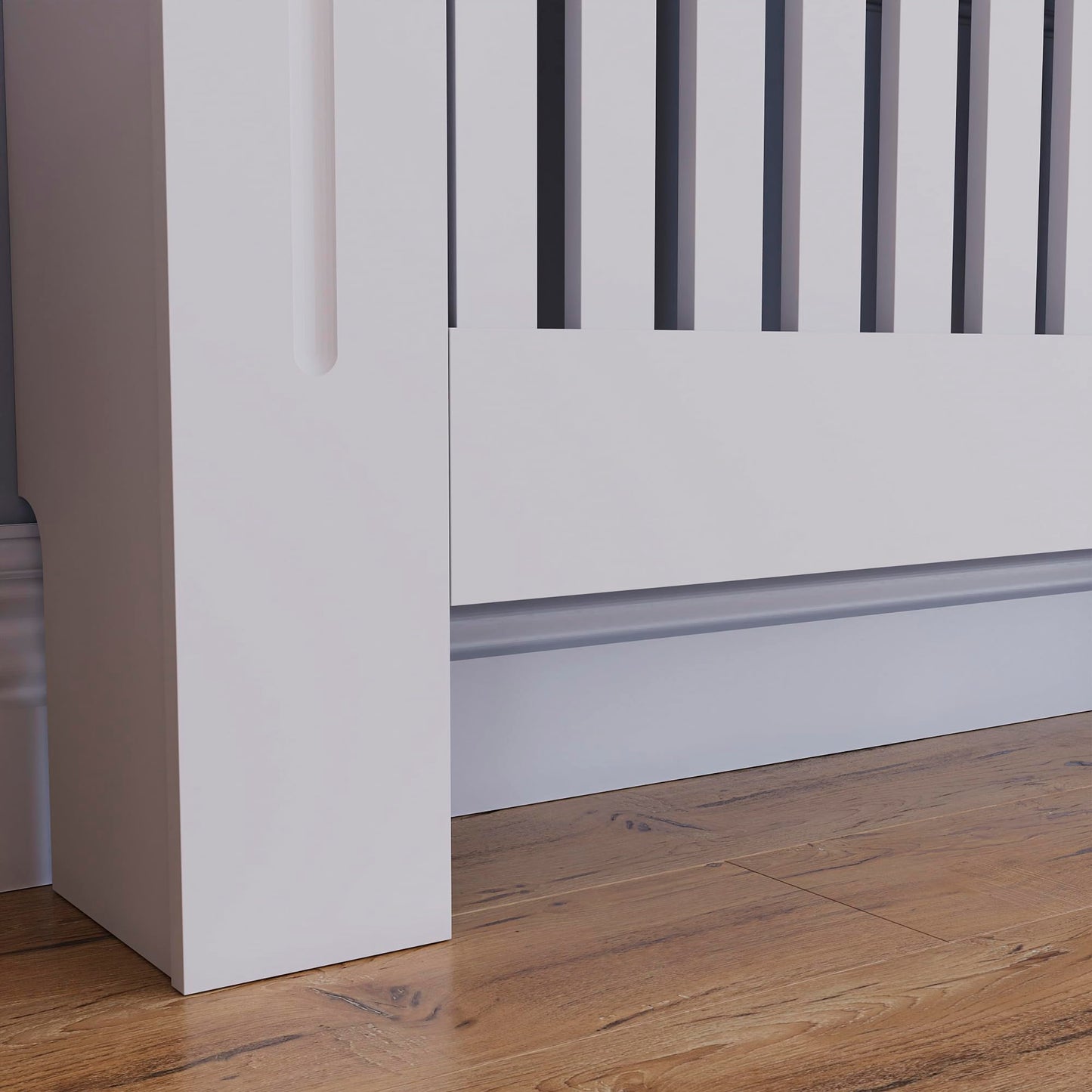 Vida Designs Chelsea Radiator Cover With Modern Slats White Decorative Heater Cover with Shelf, Medium, (H: 82 / W: 112 / D: 19 cm)