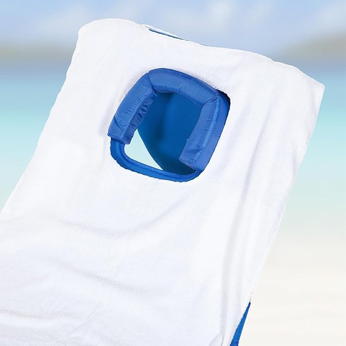 Ostrich Custom Fitted Towel for Chaise Lounge, Outdoor Beach Chair Cover with Storage Pockets, White - Towel Only - Chair Not Included