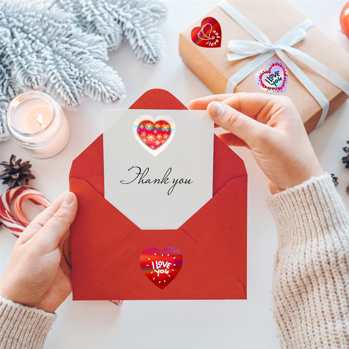 Glitter & Holographic Red Heart Shaped Stickers with “I Love You “Stickers 600PCS 1" 18 Designs for Valentine's Day, Mother's Day Gifts, Wedding Decor, Envelopes,Invitations & Scrapbook