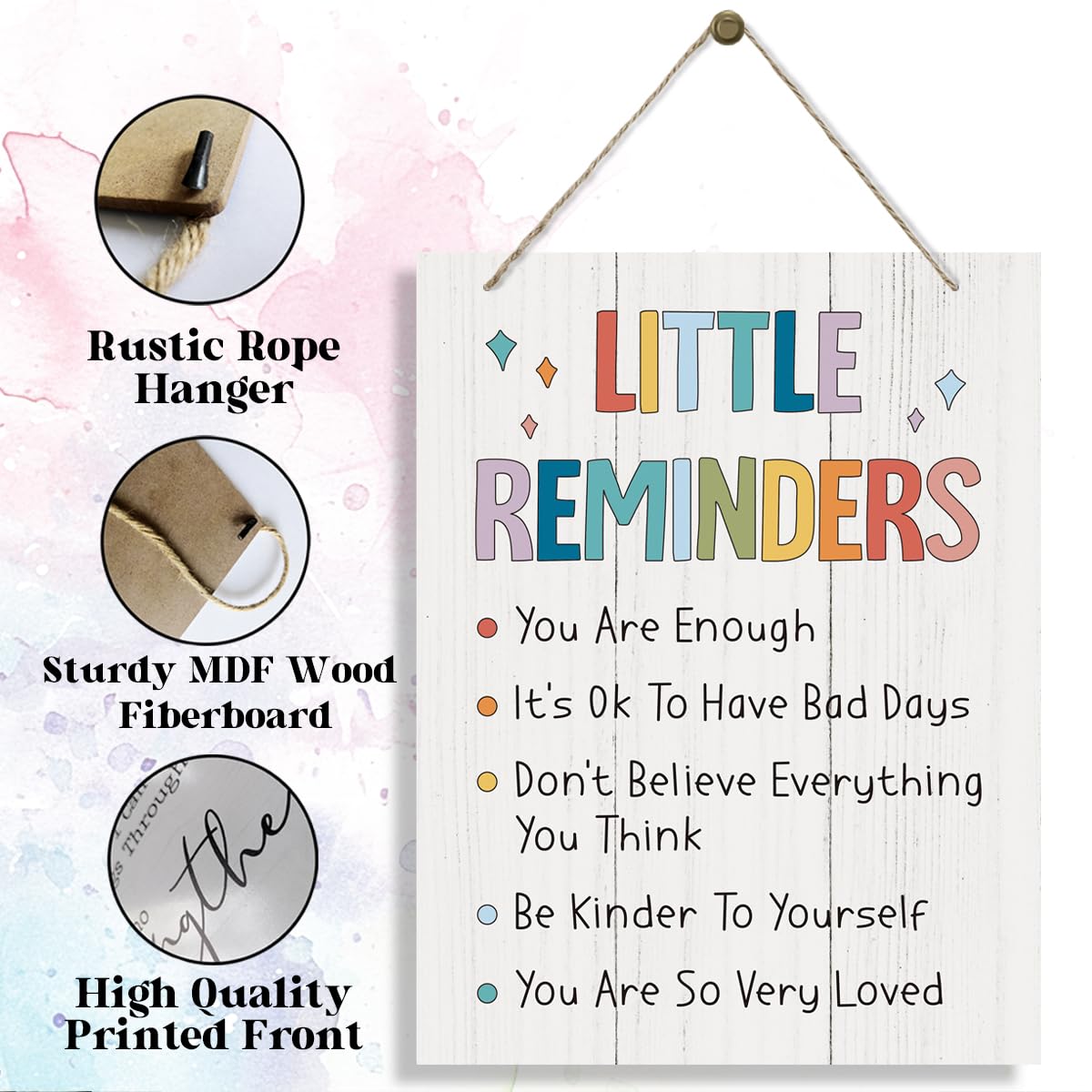 Rustic Wooden Hanging Signs, Motivational Wall Art Decoration Sign, Inspiring Positive Decoration for Home Living Room Bedroom Bathroom Classroom Gym, Inspirational Quotes Wall Decor Gifts 01