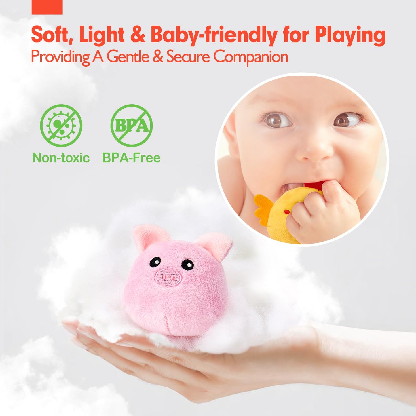 hahaland Baby Toys 6-12 Months - Surprise Barn Stuffed Farm Animals, Rattle, Crinkle, Mirror, Montessori Toys for 6 Month Old Babies Sensory Balls Toddlers 1-3 Gifts Christmas Baby Stocking Stuffers