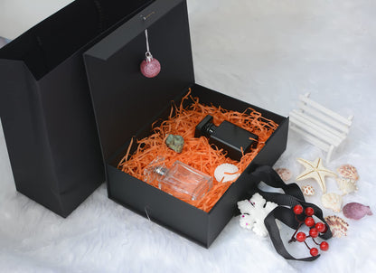 RUIFYRAY Large Black Luxury Magnetic Gift Box with Lid, Ribbons and Gift Bag, 12.2x8.7x4 Inches, Great for Christmas, New Year, Wedding, Birthdays, Man