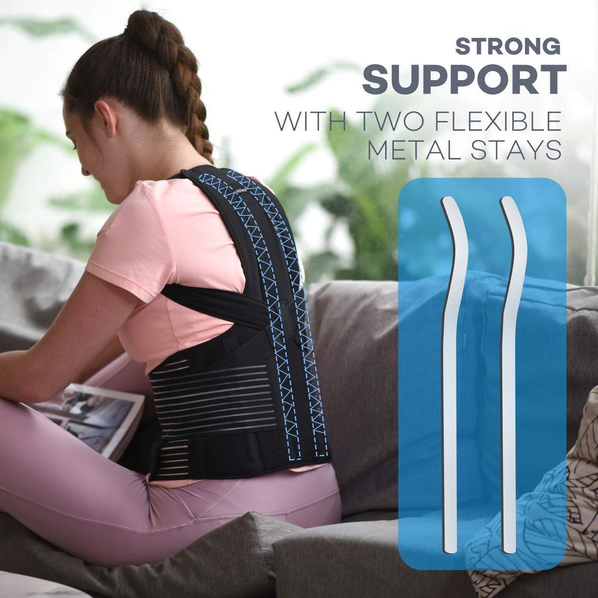 SICHEER Posture Corrector for Women and Men Back Brace Straightener Shoulder Upright Support Trainer for Body Correction and Neck Pain Relief, Medium(waist 34-38 inch)