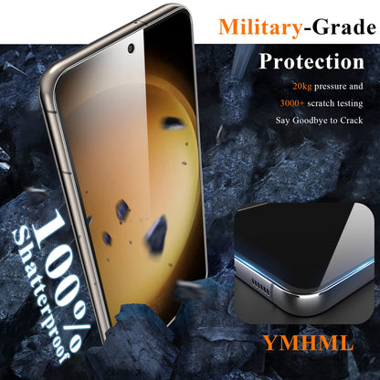 YMHML 3 Pack for Samsung Galaxy S23 Screen Protector Tempered Glass Upgrade Fingerprint Unlock Compatible for 3 Pack Camera Lens Protector, HD Clear Case Friendly Full Screen Protector for Galaxy S23