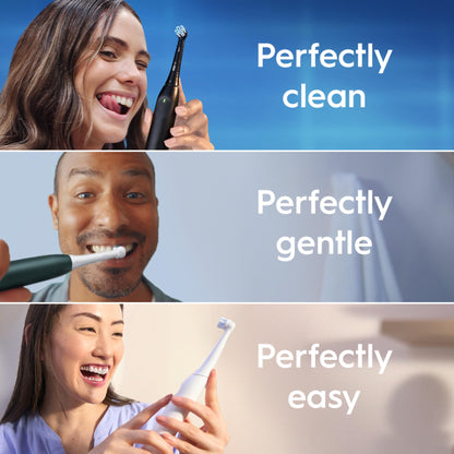 Oral-B iO2 Electric Toothbrush, 1 Gentle Care Toothbrush Head, 1 Travel Case, 1 Travel Refill Holder, Oral B Toothbrush Adults (Night Black), Designed by Braun, 2 Pin UK Plug