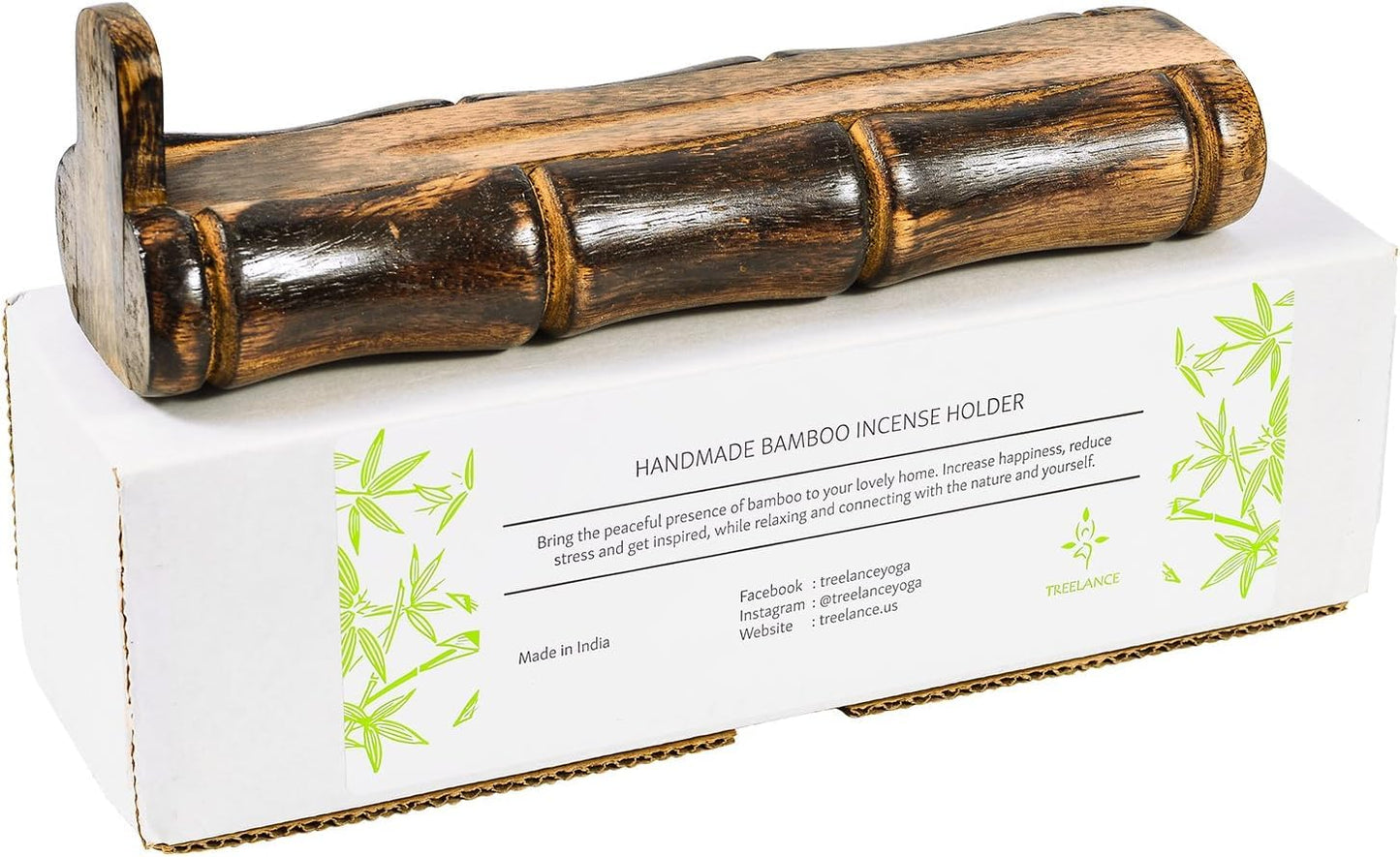 Incense Holder Burner Handmade Stick Incense Burner with Storage Compartment, Ash Catcher for Meditation, Yoga, Catches All Ashes, Bamboo Style Gift Home Decor Incense Stick Holders Burners