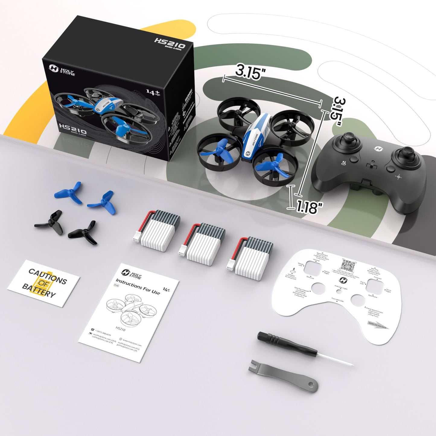 Holy Stone HS210 Mini Drone for Kids and Beginners RC Nano Quadcopter Indoor Small Helicopter Plane with Auto Hovering, 3D Flip, Headless Mode and 3 Batteries, Great Gift Toy for Boys and Girls, Blue