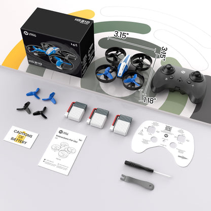 Holy Stone HS210 Mini Drone for Kids and Beginners RC Nano Quadcopter Indoor Small Helicopter Plane with Auto Hovering, 3D Flip, Headless Mode and 3 Batteries, Great Gift Toy for Boys and Girls, Blue