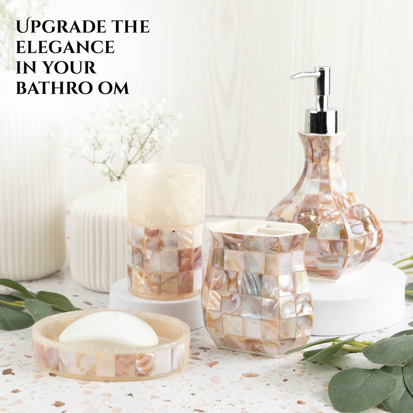 Milano Soap Dish for Bathroom - Decorative Dry Bar Holder Finished in Beautiful Mother of Pearl - Durable Resin Design - Best Dishes for Sink/Bath/Shower/Bathtub Decor