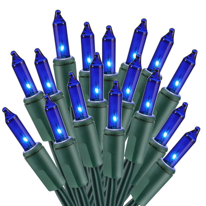 ODEETRONIC Christmas Blue Lights, 21.63ft 100 Count Incandescent String Lights Connectable, 120V UL Certified Christmas Indoor String Lights for Xmas, Tree, Party, House, Garden Decor, Green Wire