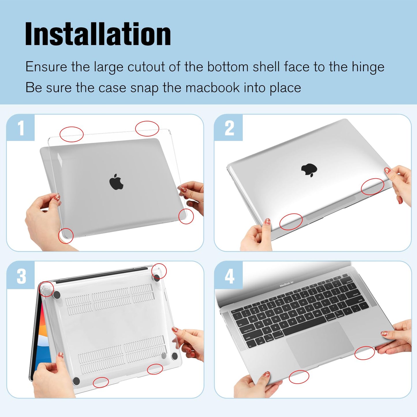FINTIE Case Compatible with MacBook Air 13.3 inch (2020/2019/2018 Not for 2024) Model A2337(M1)/A2179/A1932, Protective Snap-On Hard Shell Cover Fit 13.3" Retina Display Touch ID, Crystal Clear
