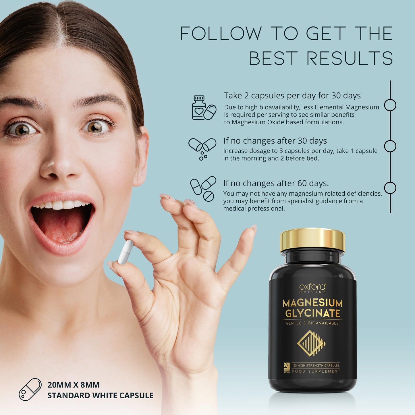 Advanced Magnesium Glycinate Capsules | Made in the UK | High Absorption Magnesium Supplements for Sleep, Mood, Muscle Cramps, Nervous System, and More | 1500mg Chelated Mag Biglycinate | 120 Capsules