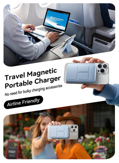 Magnetic Portable Charger, 10000mAh Wireless Power Bank with 20W USB-C Fast Charging, Foldable Stand & LED Display Magnetic Battery Pack, Compatible with iPhone 16/15/14/ All Series