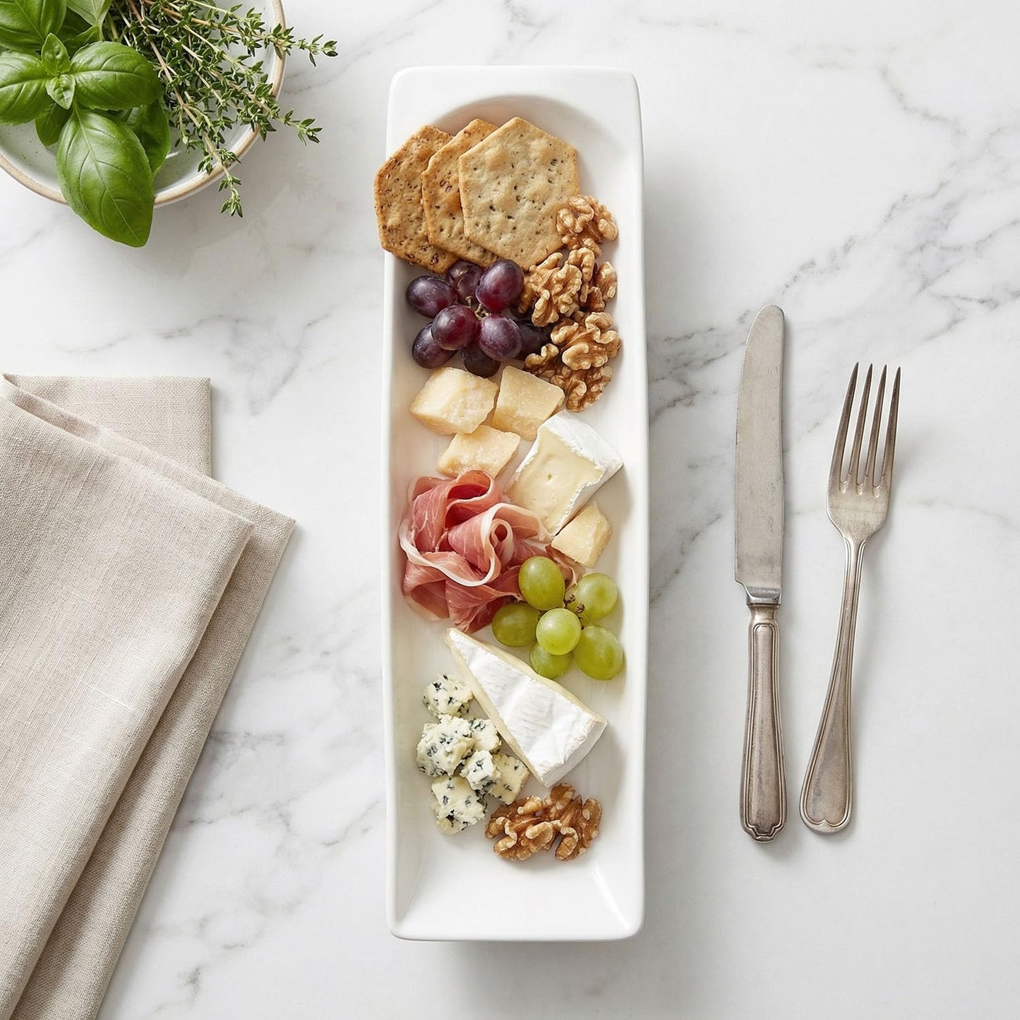 Creativity Home Ceramics Olive Plate Cheeses Plate, Olive Cookies Tray - Large, Chip Resistant, White Porcelain Olive Canoe, Dishwasher Safe, For Snacks, Appetizers 14 Inch