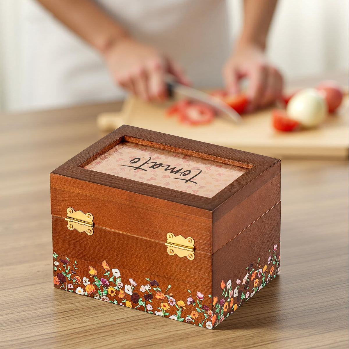 SMAILLBUDDHA Valentine's Day Gifts for her, 3 * 5 Solid Wood Index Card Organizer Friendship Bracelet Box with Transparent Acrylic Top Cover Gift for Christmas & New Year Comes with 100 Guide Cards