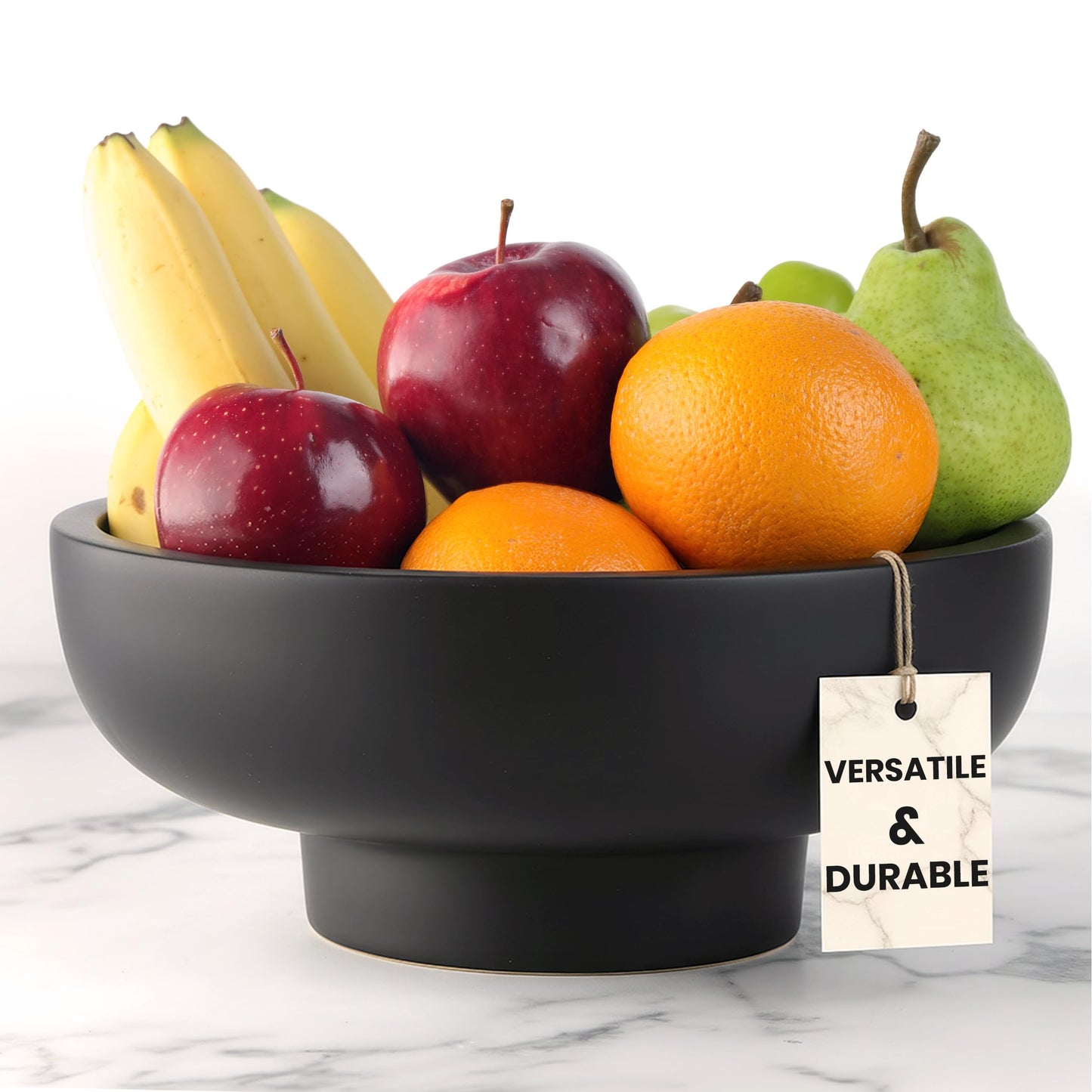 E-Click Commerce Handmade Concrete Decorative Bowl (Black) – Modern Minimalist Centerpiece for Coffee Table, Kitchen Counter & Entryway – Large 10” Artisan Fruit Bowl, Unique Home Decor Accent