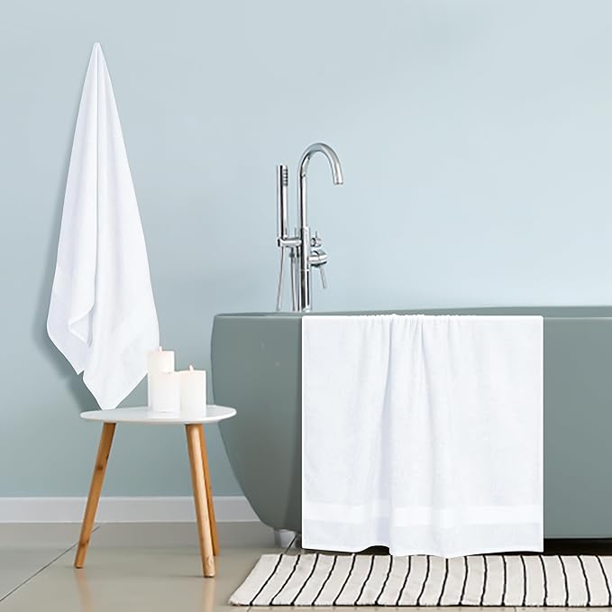 GLAMBURG Premium Cotton Oversized 2 Pack Bath Sheet 35x70-100% Pure Cotton
