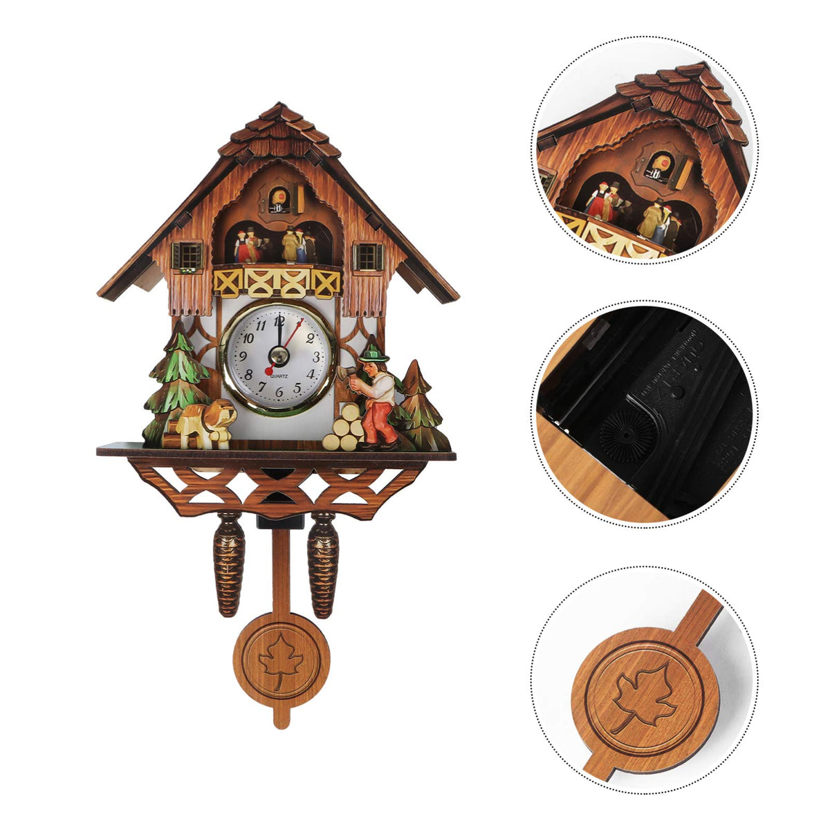 Vosarea Wooden Wall Clock,Small Clock Decor,Cuckoo Shaped Clock Antique Pendulum for Home Kids Room Bedroom Decor