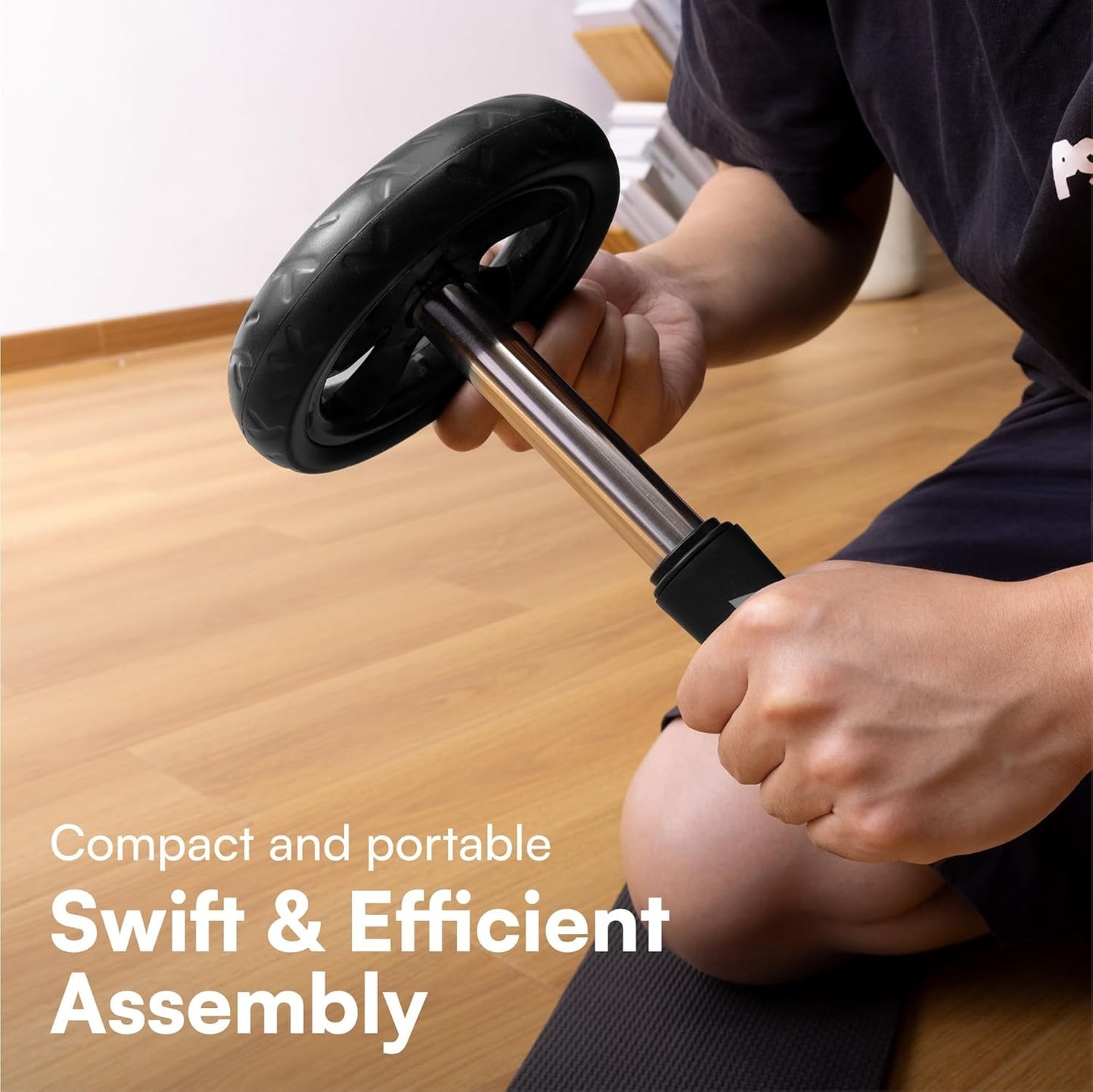 H&S Ab Roller Wheel For Abs Workout - Abdominal Core Exercise Equipment With Extra Thick Knee Pad Mat - w/Dual Glide Wheels - Abs Roller Wheel Home Workout - Abs Exercise Equipment