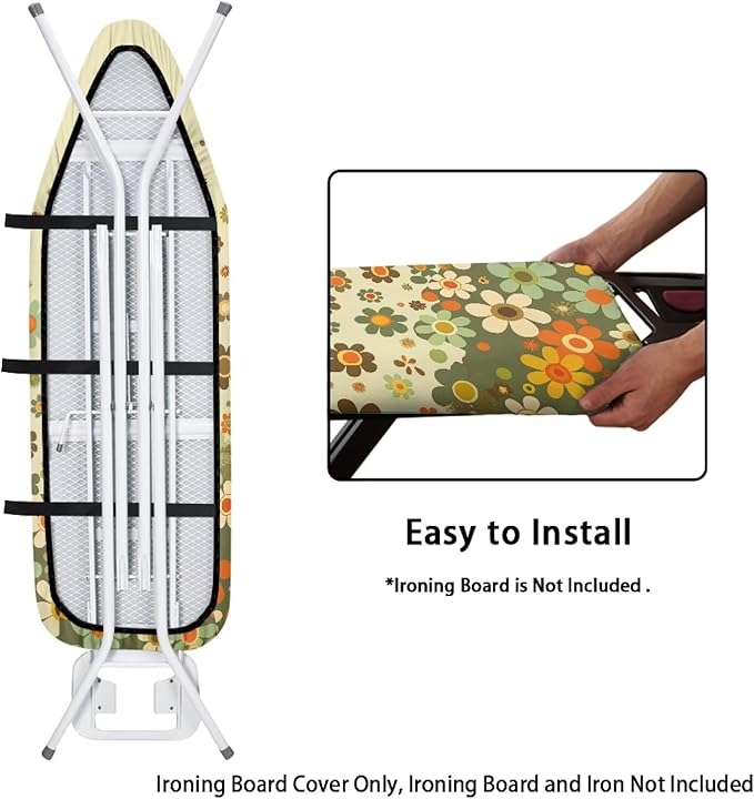 Hippie Flower Ironing Board Cover and Pad, Stretch Thick Scorch Resistant