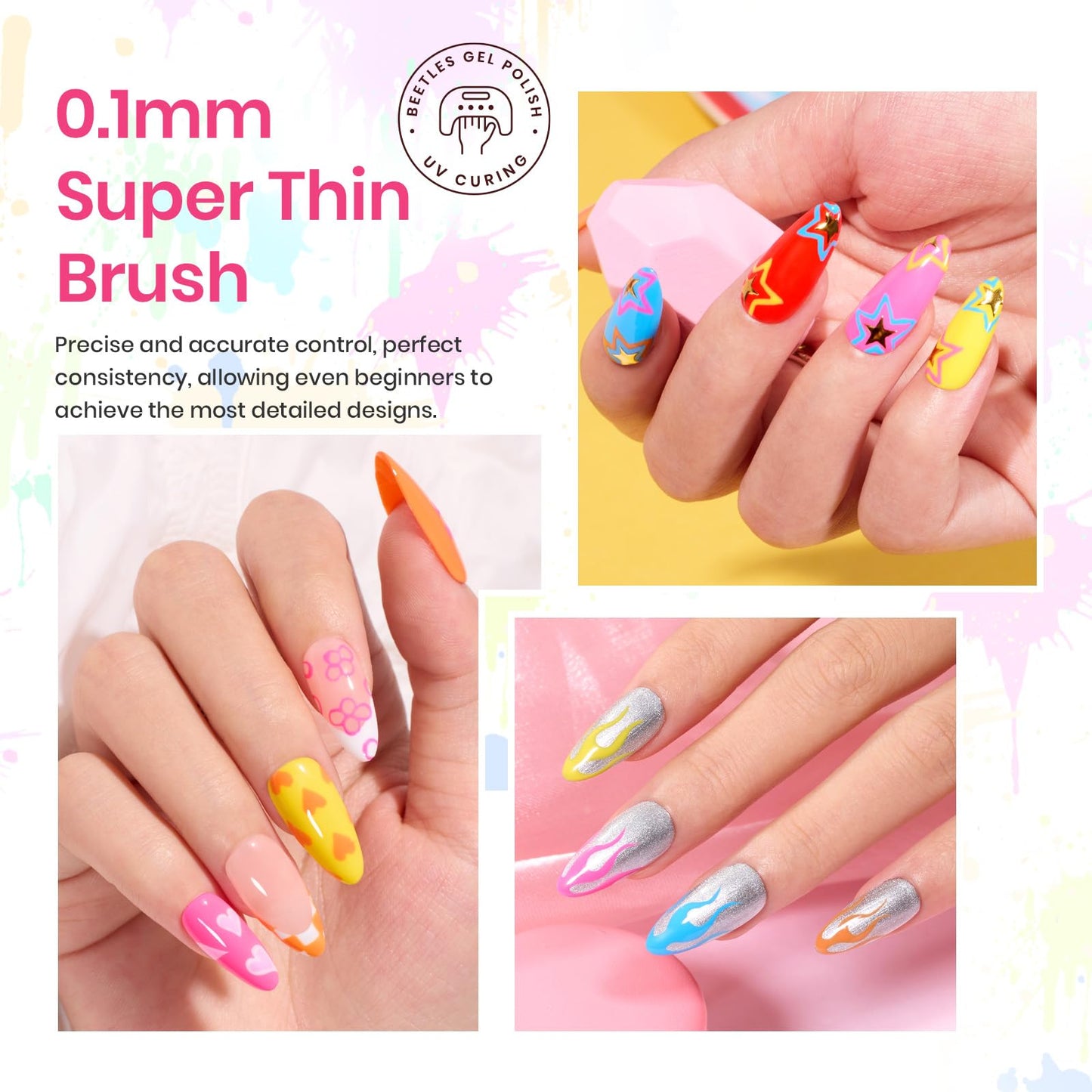 Beetles Nail Stamp 3Pcs Silicone French Tip Nail Stamp Kit with Replacement Nail Stamper Heads and Scrapers Soft Silicone Nail Printing Tool for Home Manicure Diy Nail Art Salon Gifts for Girls
