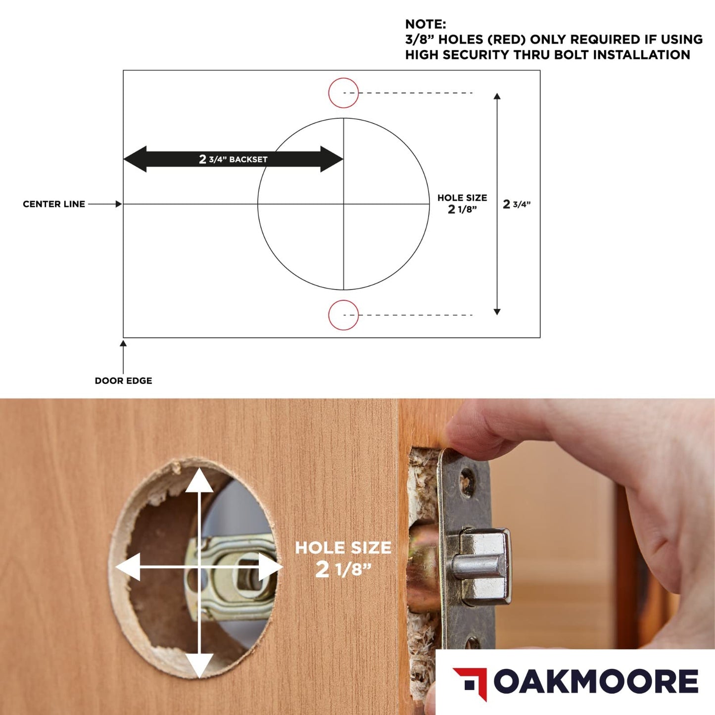 OAKMOORE Heavy Duty Commercial Door Handle | Passage Function | Grade 2 | No Lock/Key | for Meeting Rooms & Kitchens | Nickel Finish | C UL & ADA | ANSI A156.2