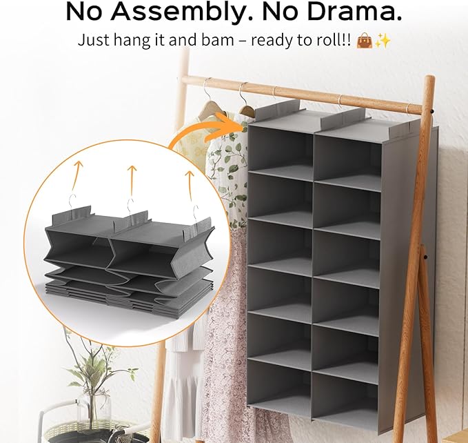 Space-Saving Hanging Closet Storage Organizer – Dual-Row Foldable Shelves