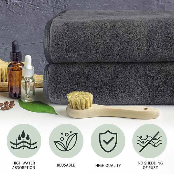 KinHwa Microfiber Hand Towels for Bathroom Soft and Absorbent Face Towels Grey
