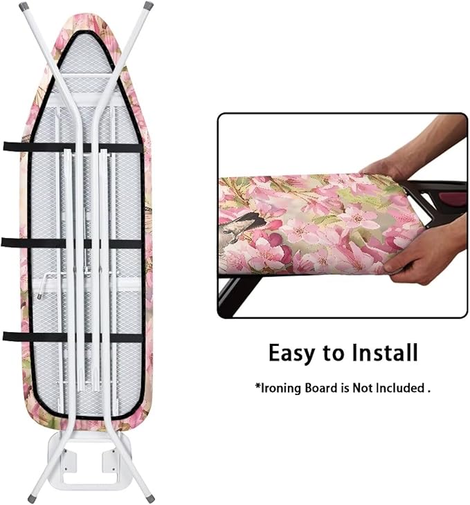Flower Hummingbird Cover for Ironing Board Non Stick Scorch Ironing Board Cover