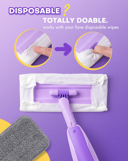 Purple Mini Spray Mop for Toddler-Montessori Cleaning Toy that Real Spray Water,Pretend Playhouse Essentials for Girls Ages 3-8,Toddler Educational Housekeeping Set