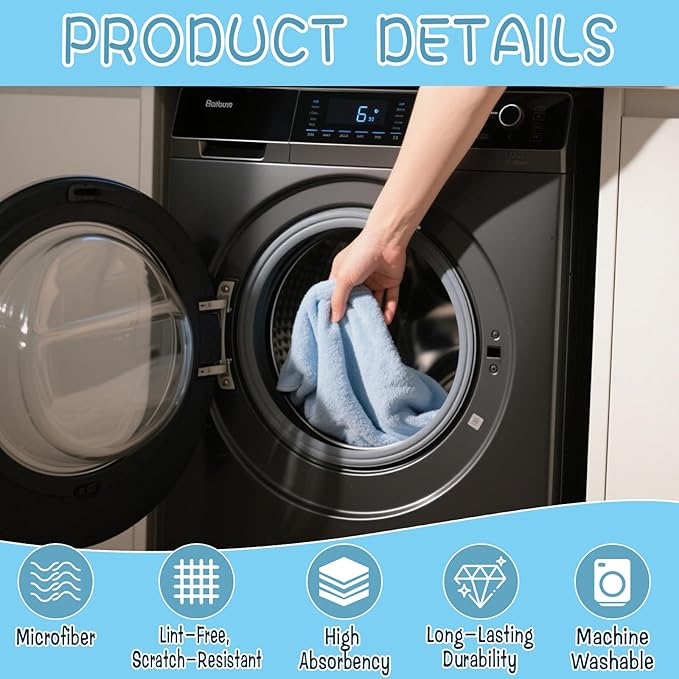 6 Pack Extra Large Microfiber Cleaning Cloths 20"x30", Lint-Free Reusable Towels