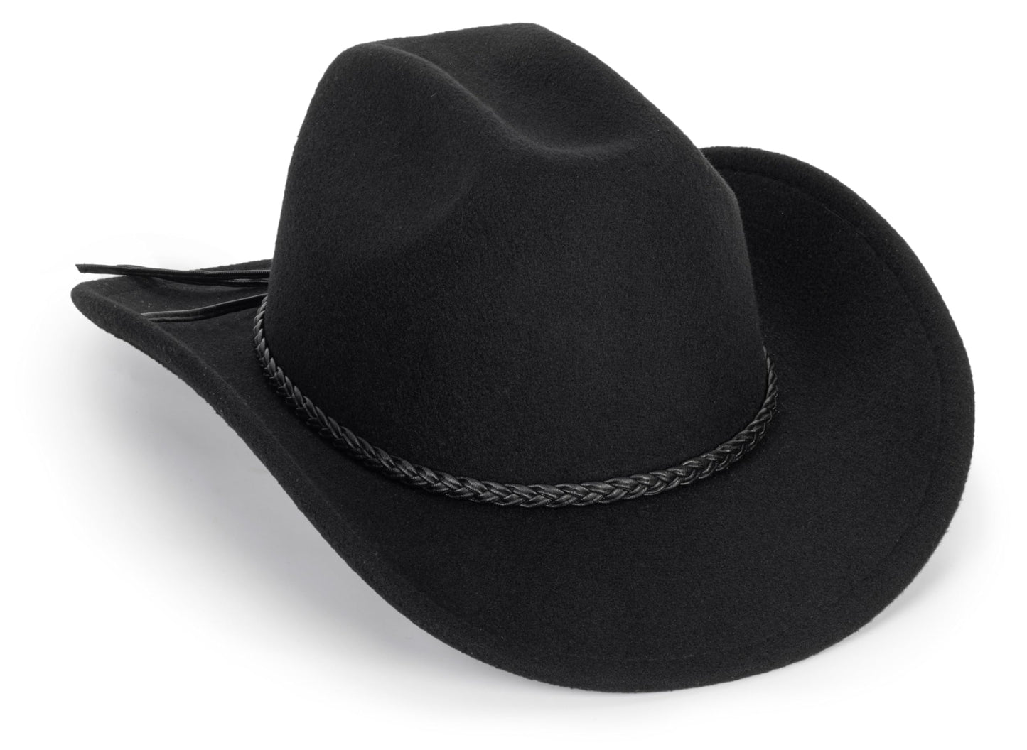 Retro Western Cowboy Hat for Men Women, Wide Brim Felt Cowgirl Fedora Hats with Braided Rope Band M