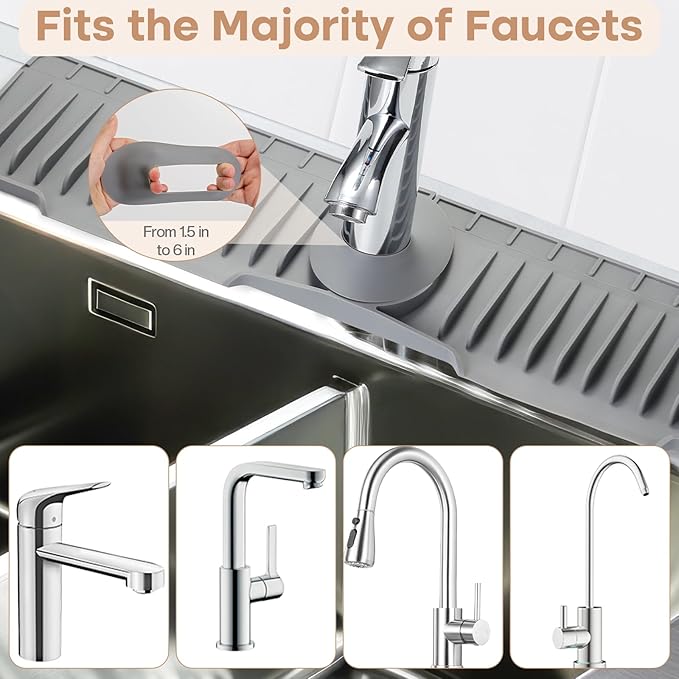 24 Inch Faucet Mat for Kitchen Sink, Silicone Sink Protector&Kitchen Sink
