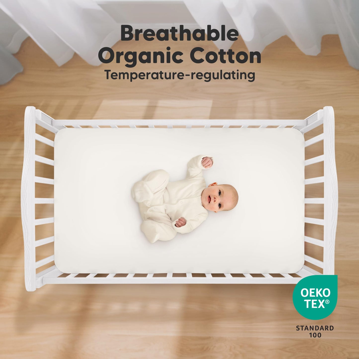 KeaBabies 2-Pack Organic Cotton Crib Sheets for Boys, Girls - 52x28 Fitted Crib Mattress Sheet Neutral, Breathable Cover for Baby Bed Set, Toddler Mattress, Soft & Cute Prints (Bumble Bear)