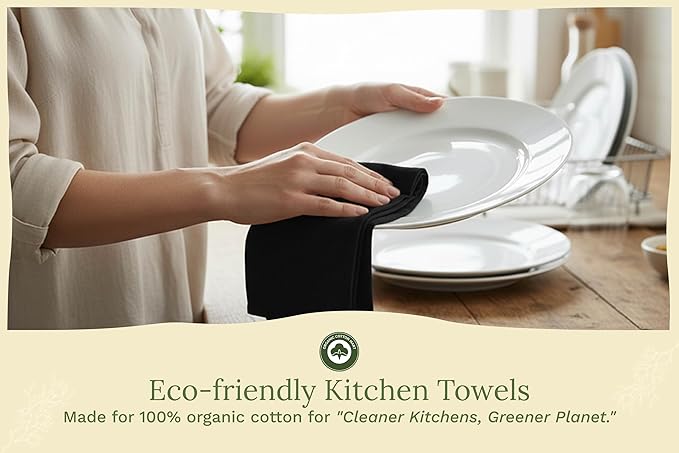 Organic Cotton Black Tea Towels