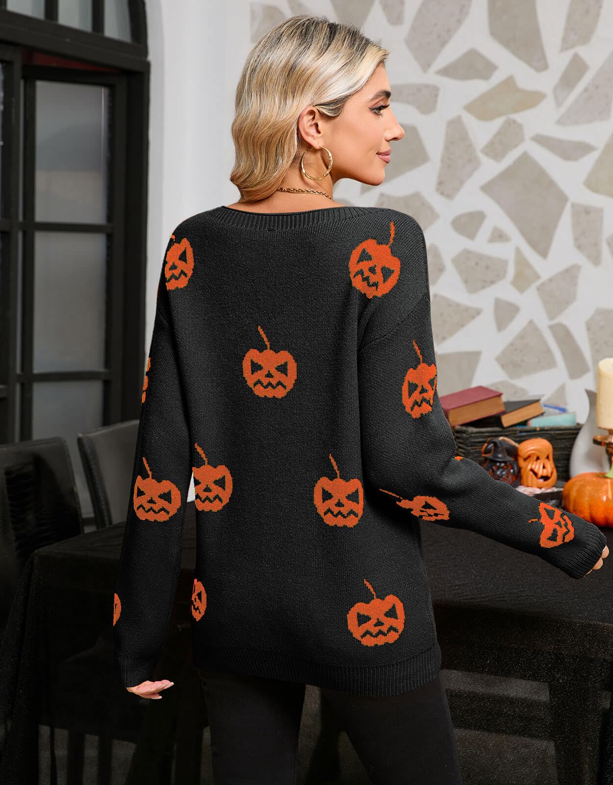Alsol Lamesa Women's Cute Heart Sweater Crew Neck Long Sleeve Pullover Halloween Sweaters for Women