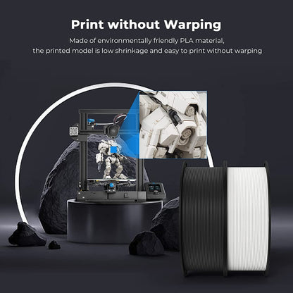 Creality Ender PLA Filament 1.75mm 3D Printer Filament, 2kg Cardboard Spool (4.4lbs), Dimensional Accuracy +/- 0.03mm, Fit Most DIY Printer (White*1KG & Black*1KG)