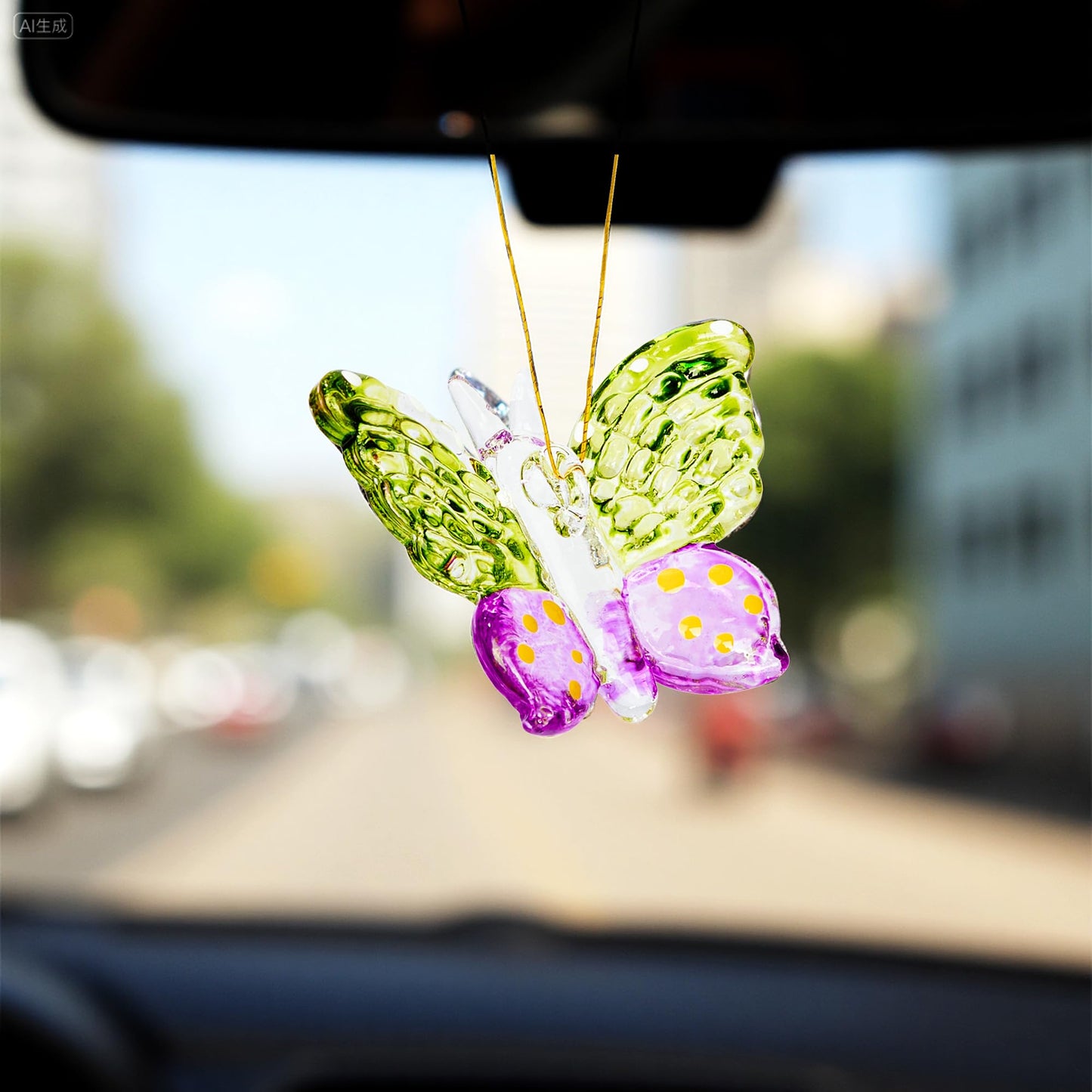 Set of 4 Crystal Butterfly Ornaments 1.7in Hanging Glass Butterflies Collectible Decoration for Home Window Patio Tree