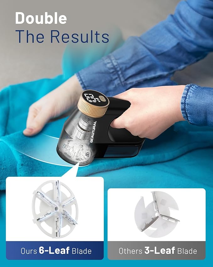 BEAUTURAL Fabric Shaver, Rechargeable Lint Remover, Electric Portable Sweater