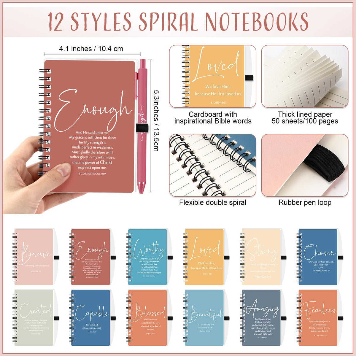 Kosiz 36 Sets Christian Gifts Bulk Inspirational Prayer Journals with Pens Gifts for Mother's Day A6 Spiral Bible Notebook Religious Gift for Women Men Church Members Bible Study Groups (Bright Color)