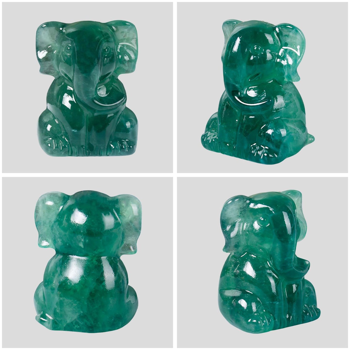 Ytbeoxk 2 Inch Crystal Elephant Decor Statues, Fluorite Cute Sitting Elephant Figurines, Reiki Healing Crystal Carved Animal Statues, Home Office Desk Hand Carved Decor Gifts for Women