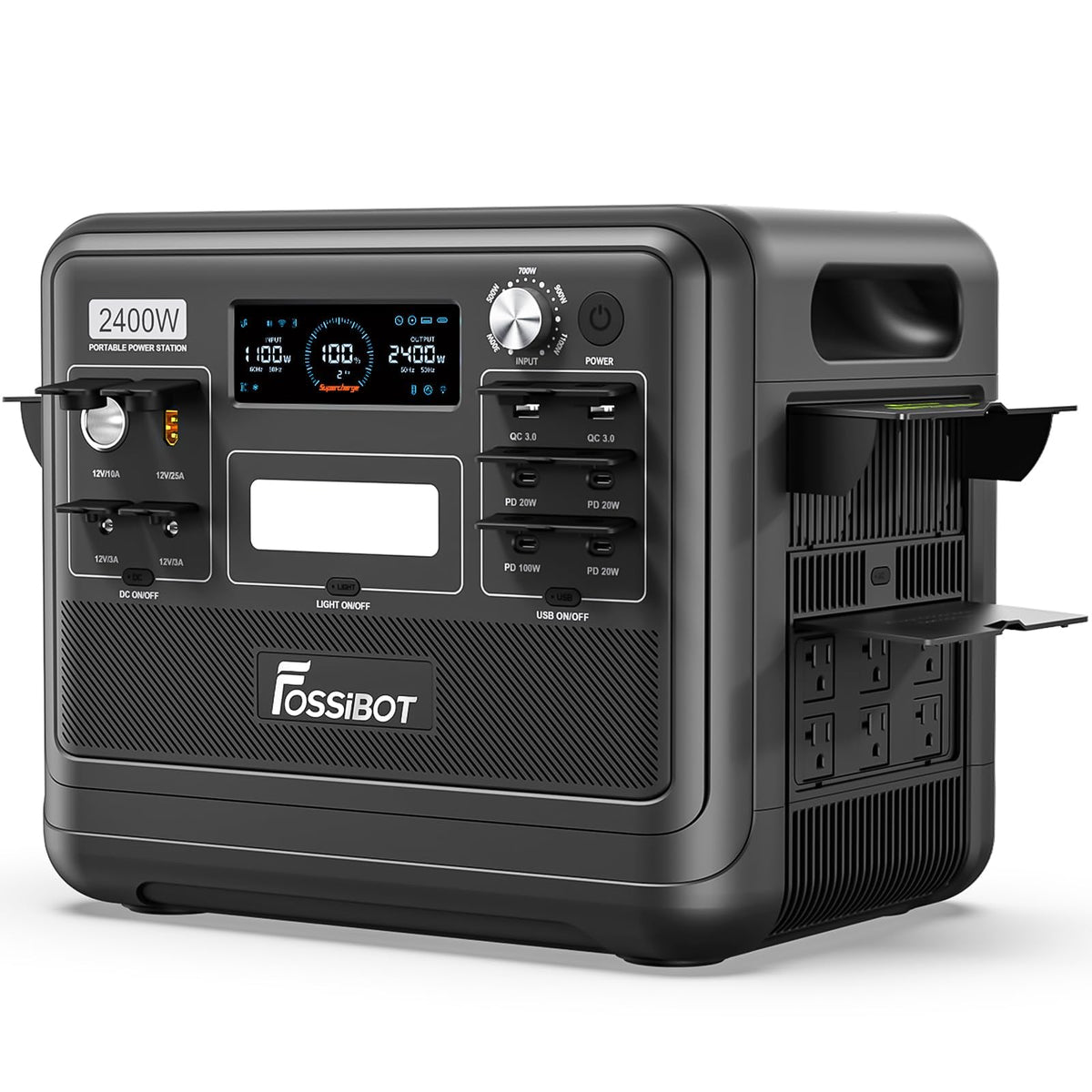 FOSSiBOT F2400 Portable Power Station 2400W, 2048Wh LiFePO4 Battery Solar Generator, 2H Fast Charging for Home Backup, Outdoor Camping, RV, Emergency F2400 Pro