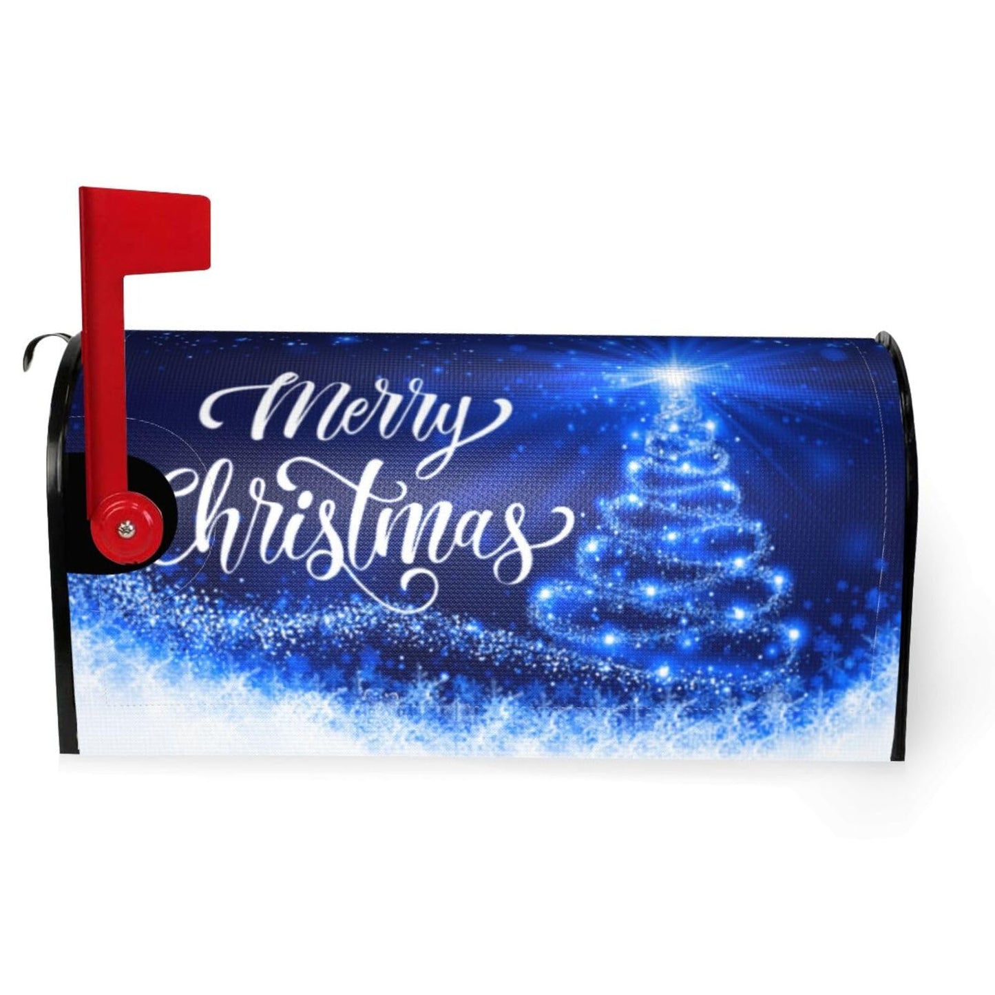 Mailbox Covers Merry Christmas Blue Snow Tree Magnetic Letter Post Box Cover Standard Size 25.5 x 21 Inch Garden Yard Home Decorative