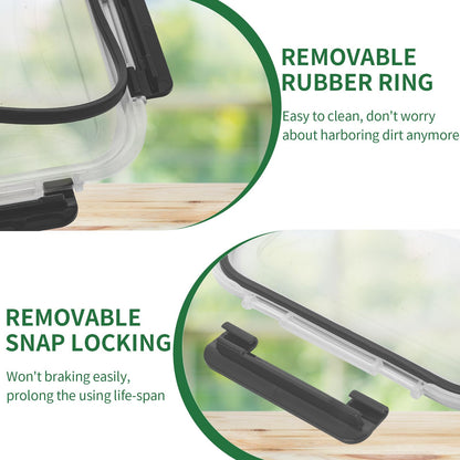 Skroam 5-Packs 36OZ Glass Airtight Food Storage Containers 3 Compartments, Meal Prep Container Set with Lids for Pantry Kitchen Organizers and Storage, BPA Free Glass Lunch Boxes Bento