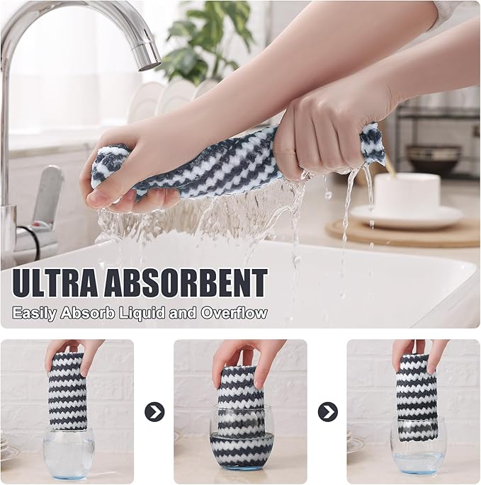 Homaxy 24 Pack Kitchen Dish Cloths, Ultra Soft and Absorbent Dish Towels