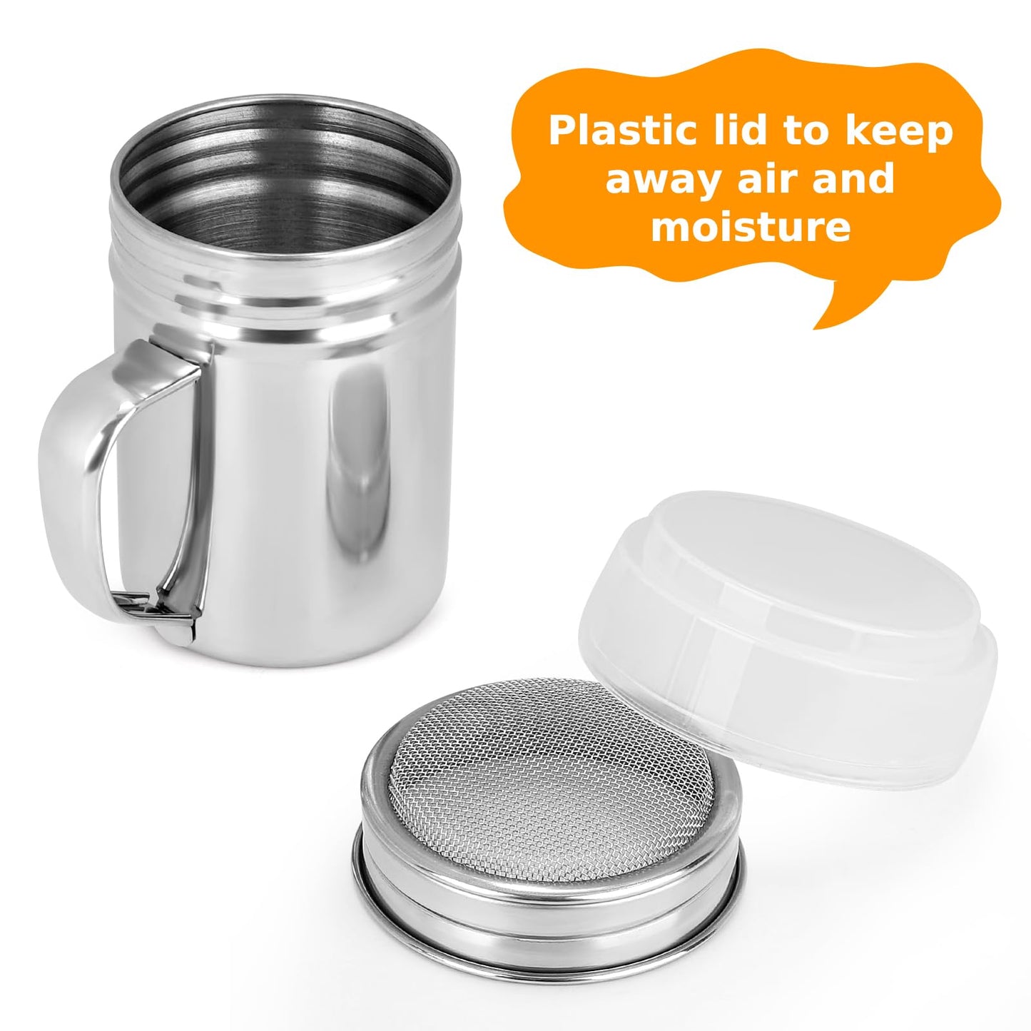 Accmor 7oz Powdered Sugar Shaker Duster Set, Flour Sifter Cinnamon Shaker Stainless Steel Fine Mesh Dredges Shakers for Cinnamon Flour Salt Pepper Baking