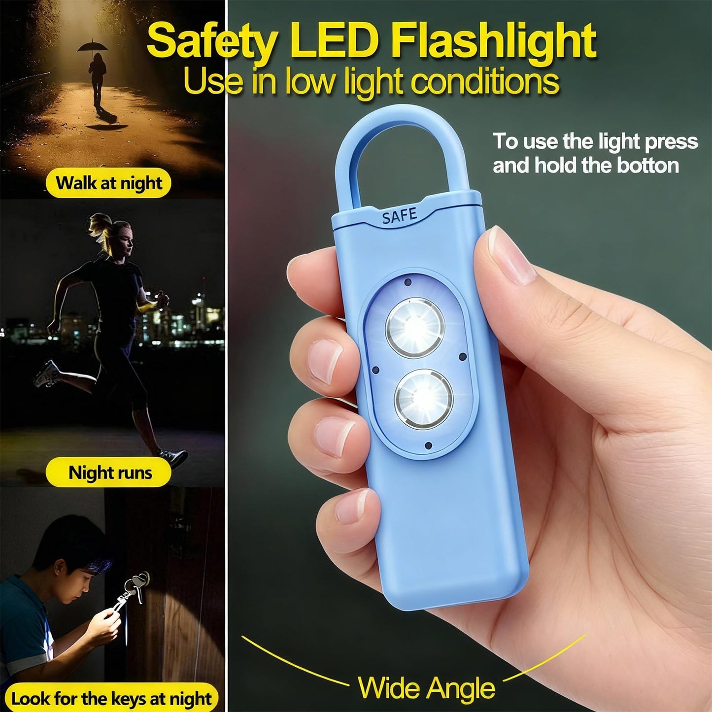 Halo-Siren Alarm, HaloSiren Personal Safety Alarm - Travel Safe Alarm with 130db Loud and LED Strobe Light, Safety Keychain Compatible with Bags, Keys, Backpacks (Purple)