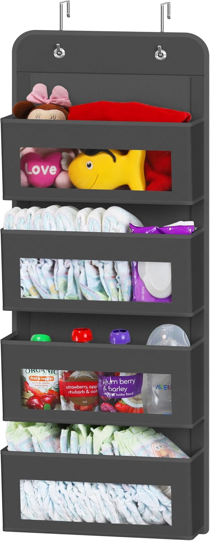 Simple Houseware 4 Clear Window Pocket Over Closet Door Storage Hanging