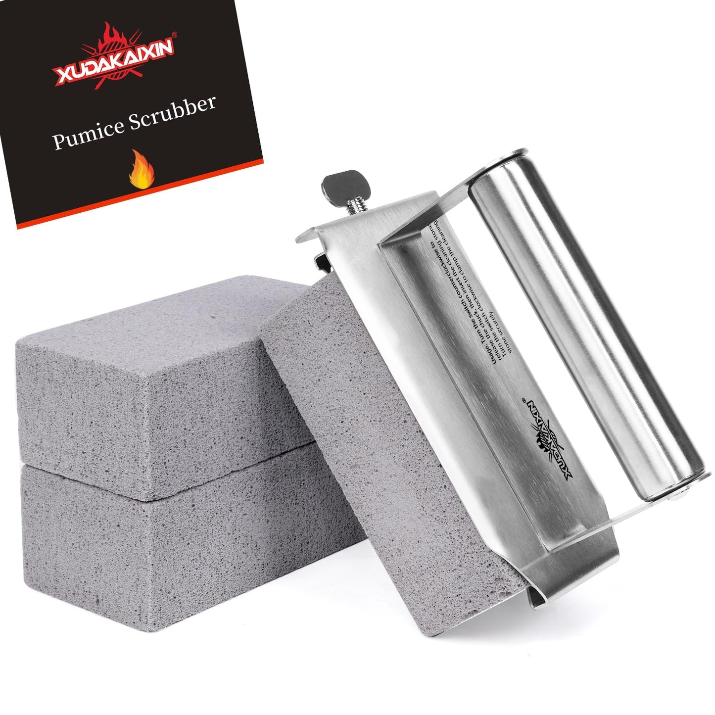 XUDAKAIXIN Grill Cleaning Bricks with Handle, Pumice Griddle Cleaning Stone Removing Stains for Grill,Plattop Griddle,Sink,Cookwares,Floor,Countertop(3-Pack with Handle)