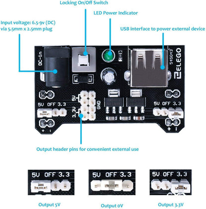 ELEGOO Electronic Fun Kit Breadboard Cable Resistor Capacitor LED Potentiometer for Electronic Learning Kit, compatible with Arduino UNO R3, MEGA, Raspberry Pi, Datasheet Available To Download